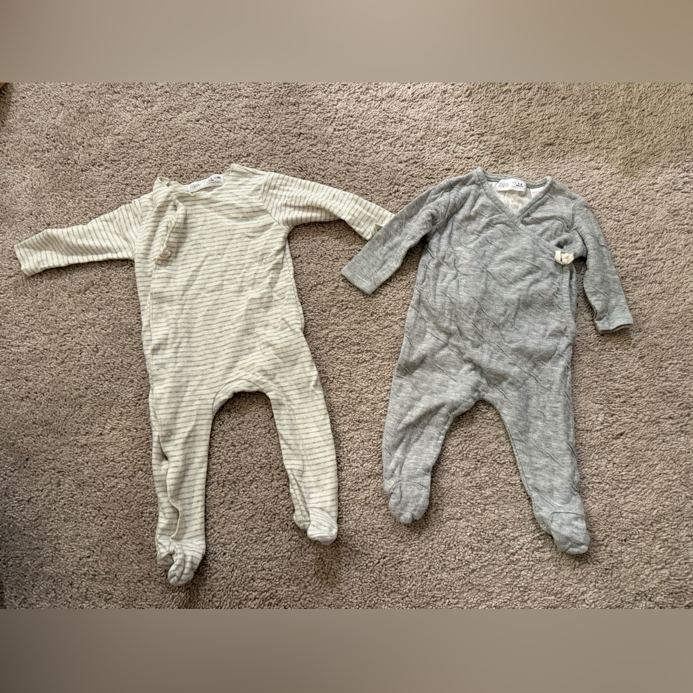 Cozy Striped and Solid Kids One Pieces Zara 1-3 mon